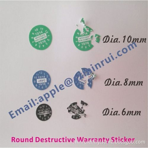 Round Destructive Warranty Sticker,warranty Seal Stickers For Mobile Phones,small Warranty Scew Label Sticker